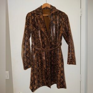 BlankNYC Shiny Snakeskin Print Trench
